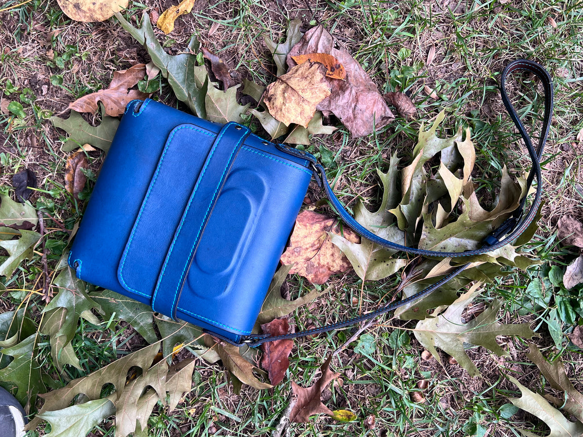 Blue Horween Leather Crossbody Bag