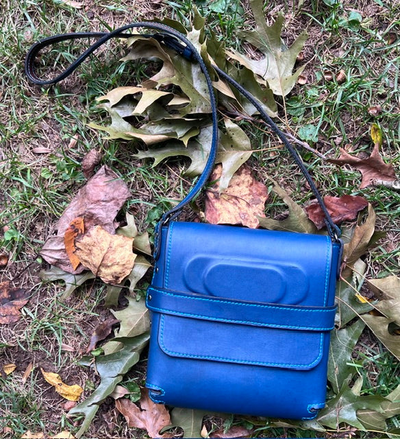 Blue Horween Leather Crossbody Bag