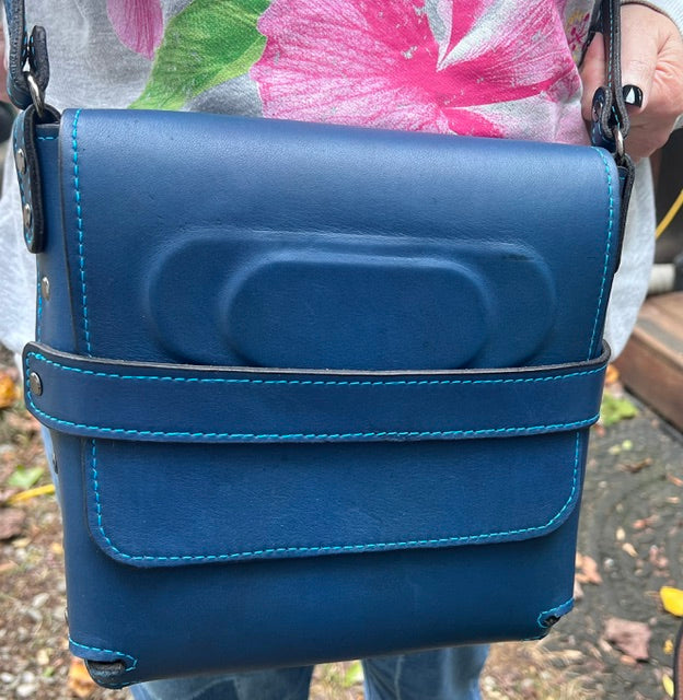 Blue Horween Leather Crossbody Bag
