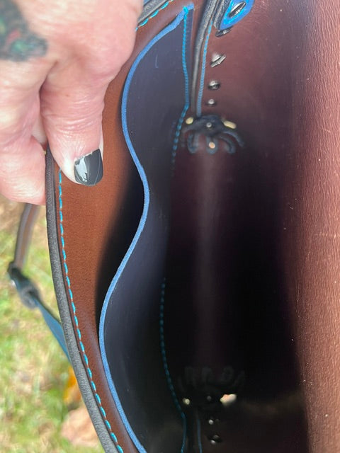 Blue Horween Leather Crossbody Bag